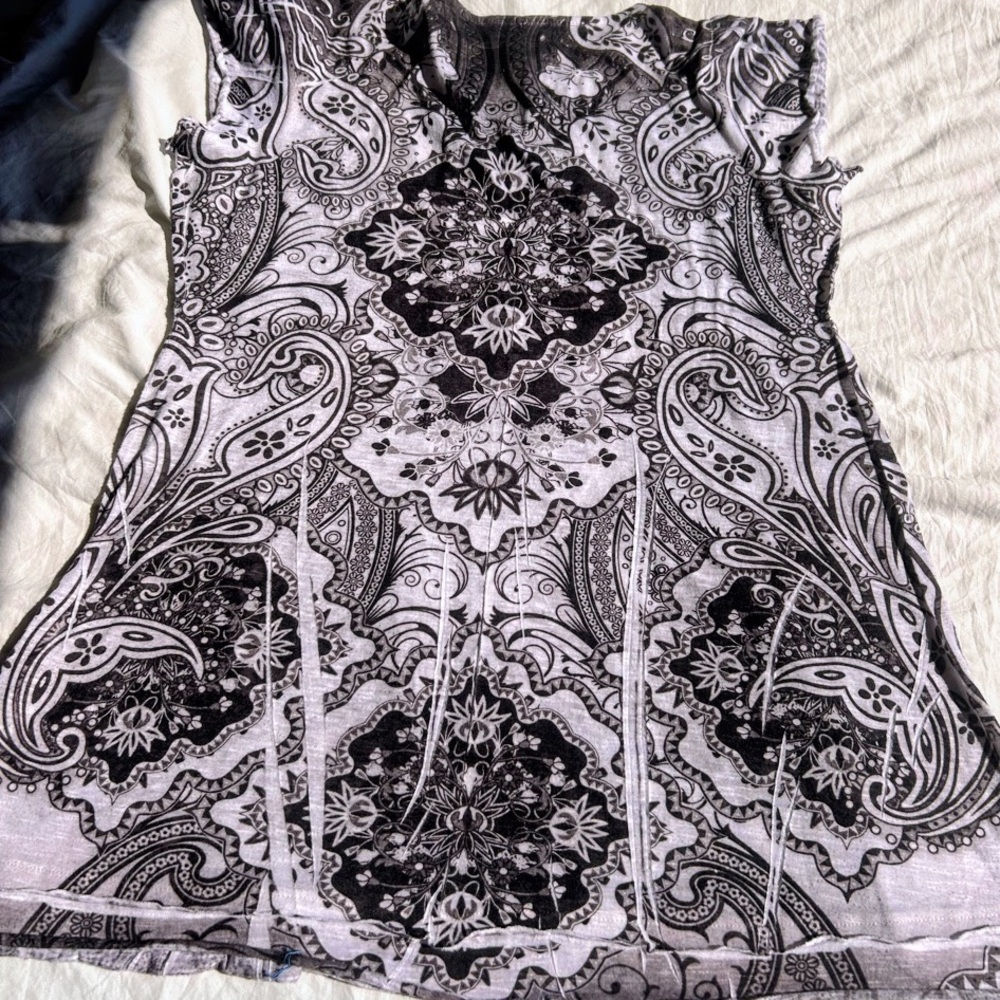 Unity World Wear Embroidered Cap Sleeve Tunic Top Size XL